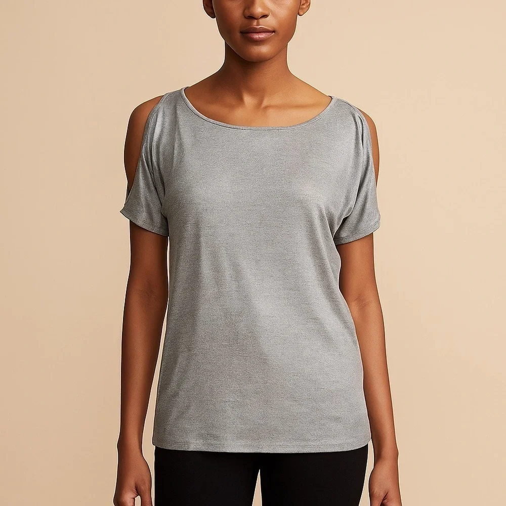 Michael Kors Gray Silver Cold Shoulder Top Size XL